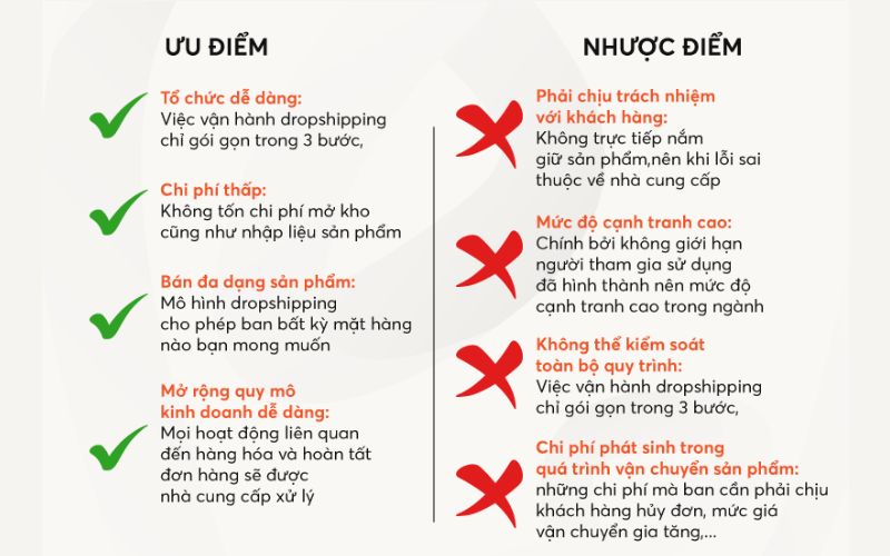 Ưu và nhược điểm của mô hình Dropshipping